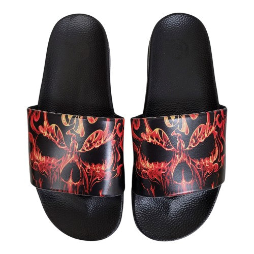 Front - Spiral Direct Unisex Adult Skull Blast Sliders