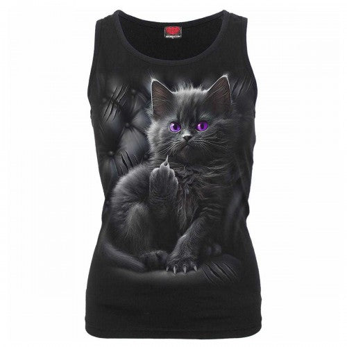 Front - Spiral Womens/Ladies Cattitude Razor Back Sleeveless T-Shirt