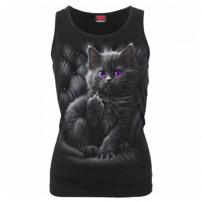 Front - Spiral Womens/Ladies Cattitude Razor Back Sleeveless T-Shirt