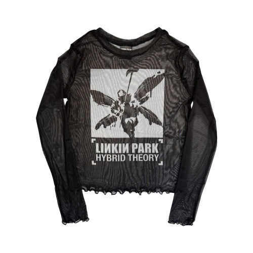 Front - Linkin Park Womens/Ladies Hybrid Theory Mesh Long-Sleeved Crop Top
