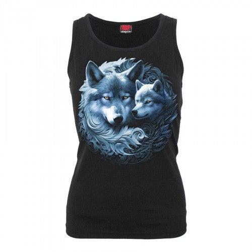 Front - Spiral Direct Womens/Ladies Wolf Guardian Razor Back Sleeveless Tank Top