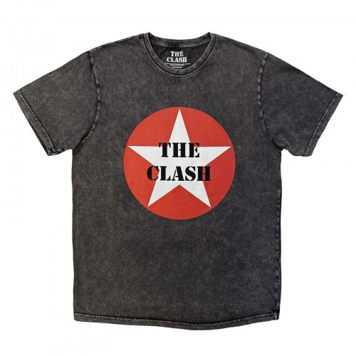 Front - The Clash Unisex Adult Star Stone Wash Badge T-Shirt