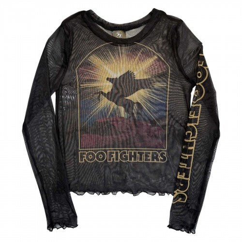 Front - Foo Fighters Womens/Ladies Pegasus Mesh Long-Sleeved Crop Top