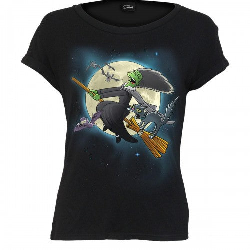 Front - The Simpsons Womens/Ladies Marge Witch Boat Neck Capped Sleeved T-Shirt