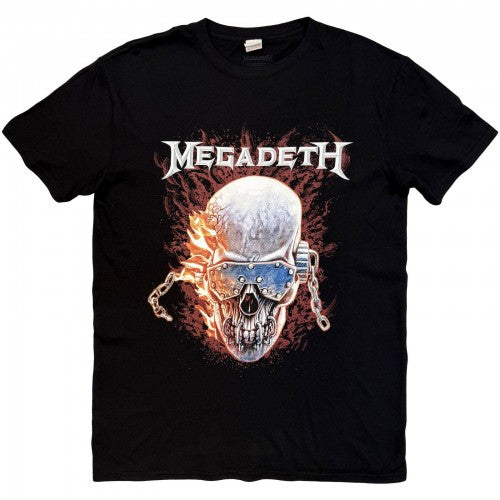 Front - Megadeth Unisex Adult Vic Flames T-Shirt