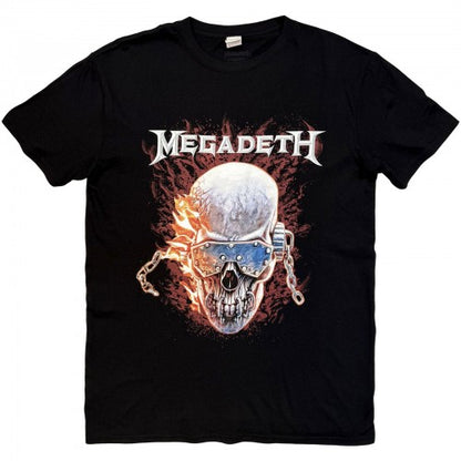 Front - Megadeth Unisex Adult Vic Flames T-Shirt