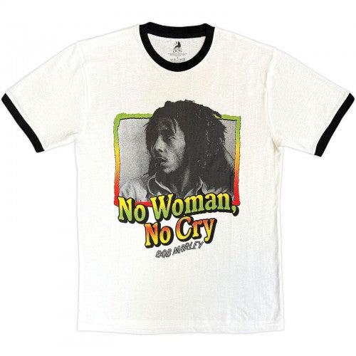 Front - Bob Marley Unisex Adult No Woman No Cry Ringer T-Shirt