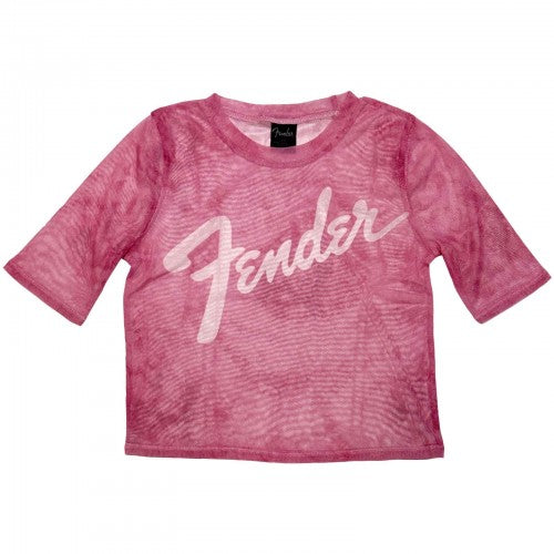 Front - Fender Womens/Ladies Classic Logo Mesh Crop Top