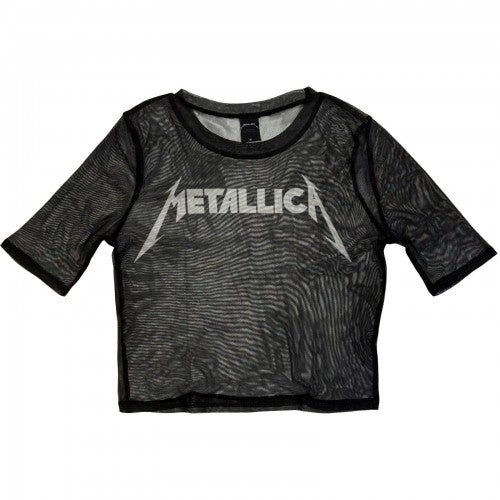 Front - Metallica Womens/Ladies Logo Mesh Crop Top