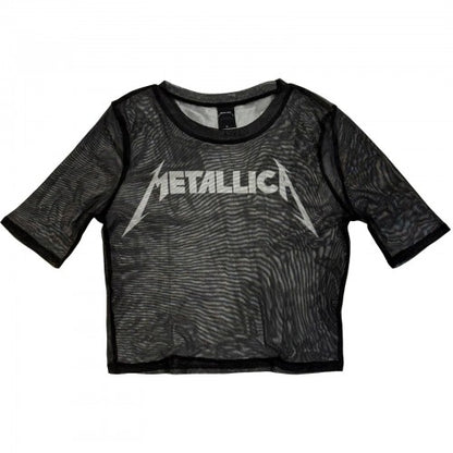Front - Metallica Womens/Ladies Logo Mesh Crop Top