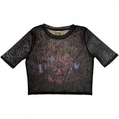 Front - Ramones Womens/Ladies Graffiti Illustration Mesh Crop Top