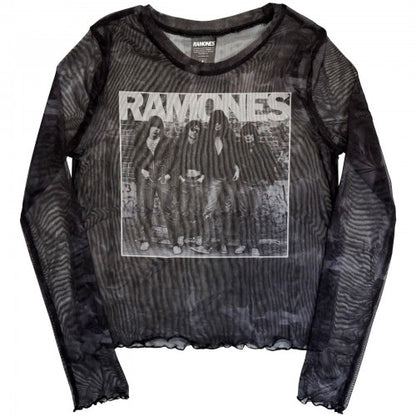Front - Ramones Womens/Ladies 1st Album Mesh Long-Sleeved Crop Top