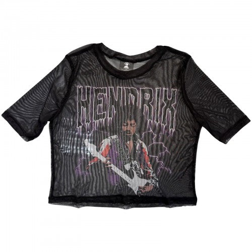 Front - Jimi Hendrix Womens/Ladies Lightning Mesh Crop Top