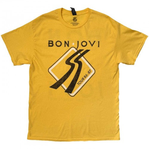 Front - Bon Jovi Unisex Adult Tour ´87 Road Sign Back Print T-Shirt
