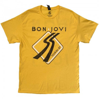 Front - Bon Jovi Unisex Adult Tour ´87 Road Sign Back Print T-Shirt
