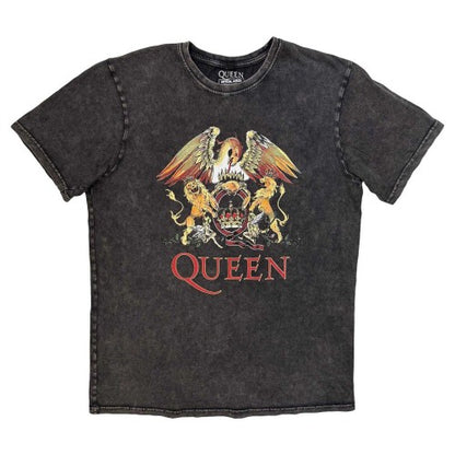 Front - Queen Unisex Adult Crest Stone Wash T-Shirt