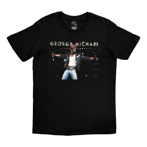 Front - George Michael Unisex Adult On Stage T-Shirt