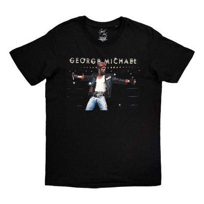 Front - George Michael Unisex Adult On Stage T-Shirt