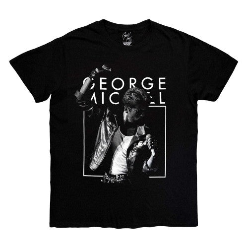 Front - George Michael Unisex Adult B&W Faith T-Shirt