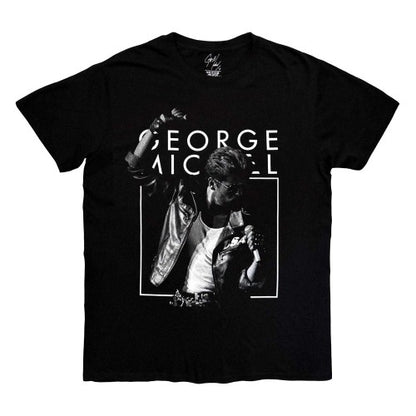 Front - George Michael Unisex Adult B&W Faith T-Shirt