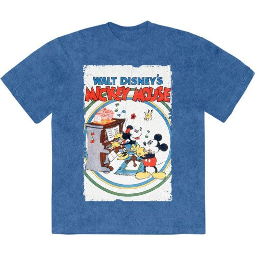 Front - Disney Unisex Adult Mickey & Minnie Mouse Piano Stone Wash T-Shirt