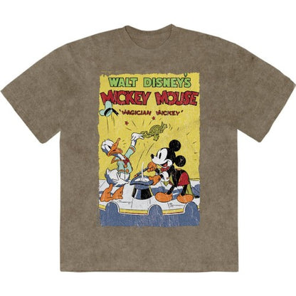 Front - Disney Unisex Adult Mickey The Magician Stone Wash T-Shirt