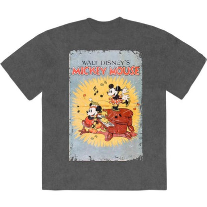 Front - Disney Unisex Adult Mickey Piano Stone Wash T-Shirt