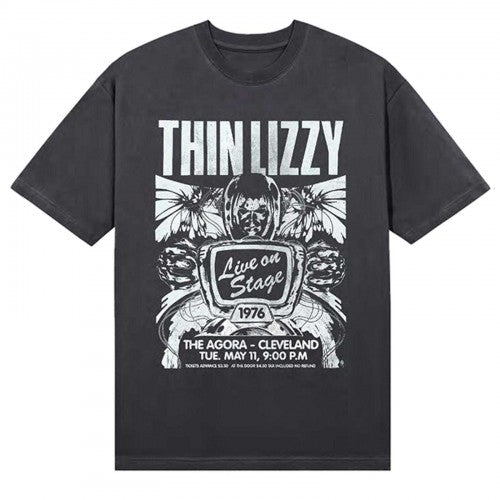 Front - Thin Lizzy Unisex Adult Jailbreak Live In Cleveland ´76 Ticket Back Print T-Shirt