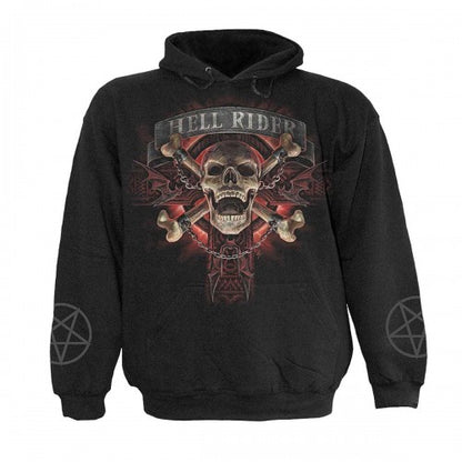 Front - Spiral Direct Unisex Adult Hell Rider Back & Sleeve Print Hoodie