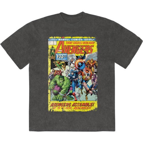 Front - Marvel Comics Unisex Adult Avengers Assemble 700 Stone Wash T-Shirt