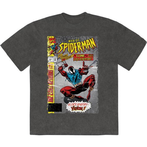 Front - Marvel Comics Unisex Adult Web Of Spider-Man Stone Wash T-Shirt