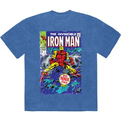 Front - Marvel Comics Unisex Adult Iron Man Iron Man Stone Wash T-Shirt
