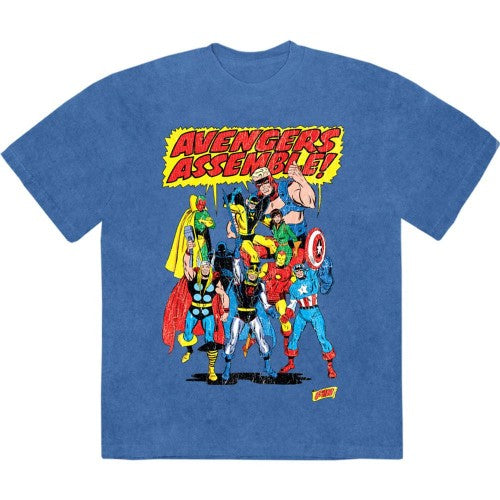 Front - Marvel Comics Unisex Adult Avengers Assemble Retro Stone Wash T-Shirt