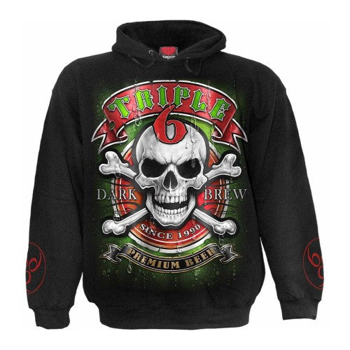 Front - Spiral Direct Unisex Adult Triple 6 Back & Sleeve Print Hoodie