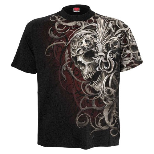 Front - Spiral Direct Unisex Adult Skull Shoulder Wrap T-Shirt