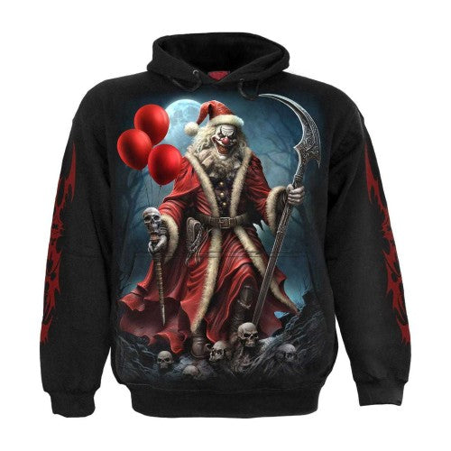 Front - Spiral Direct Unisex Adult Santa Clown Back & Sleeve Print Hoodie
