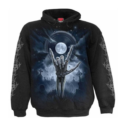 Front - Spiral Direct Unisex Adult Grim Rocker Back & Sleeve Print Hoodie