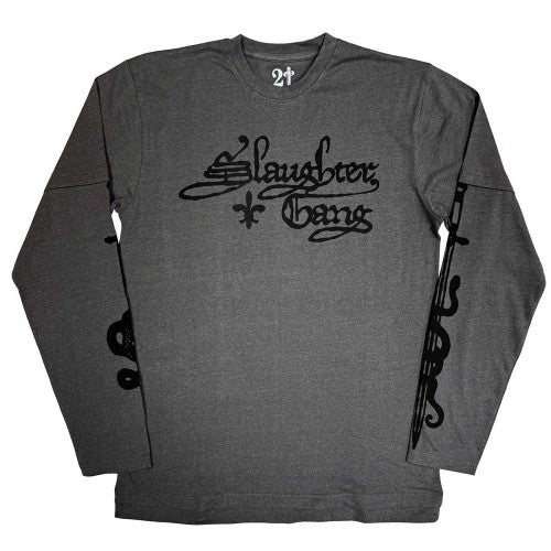 Front - 21 Savage Unisex Adult Slaughter Gang Layered 2 in 1 Long-Sleeved T-Shirt