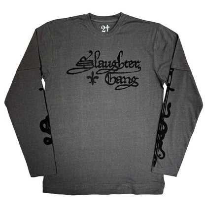Front - 21 Savage Unisex Adult Slaughter Gang Layered 2 in 1 Long-Sleeved T-Shirt