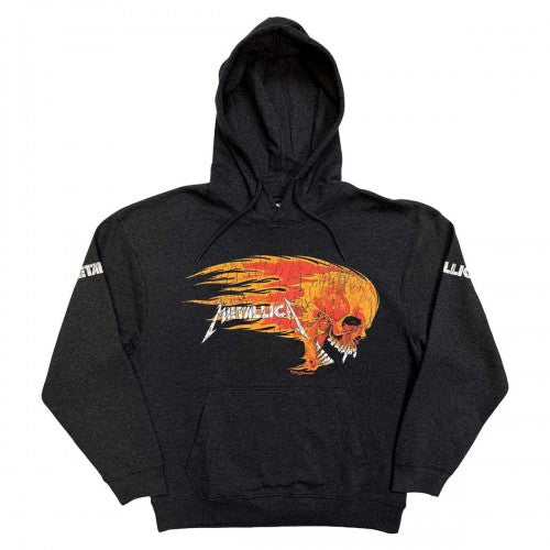 Front - Metallica Unisex Adult Worn Pushead Flaming Skull Back Print Hoodie