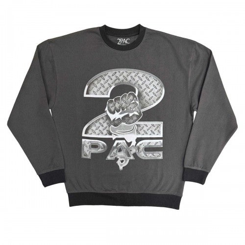 Front - Tupac Shakur Unisex Adult Steel Logo Sweatshirt