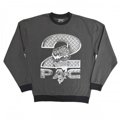 Front - Tupac Shakur Unisex Adult Steel Logo Sweatshirt