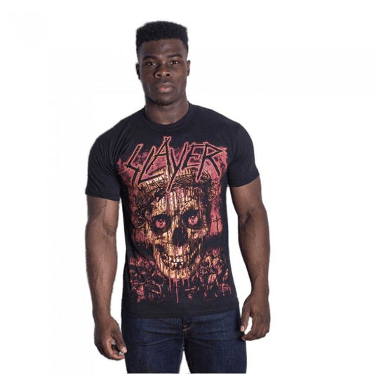 Front - Slayer Unisex Adult Crowned Skull T-Shirt