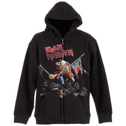 Front - Iron Maiden Unisex Adult Scuffed Trooper Back Print Full Zip Hoodie