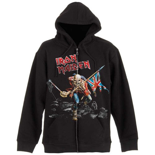 Front - Iron Maiden Unisex Adult Scuffed Trooper Back Print Full Zip Hoodie