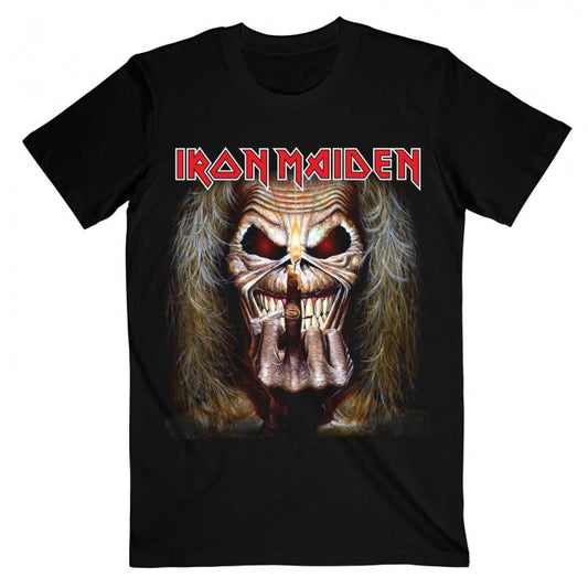 Front - Iron Maiden Unisex Adult Eddie Candle Finger T-Shirt