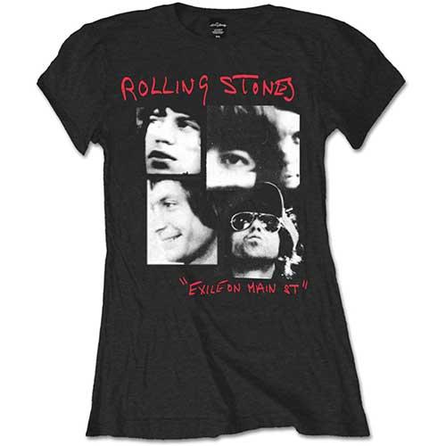 Black - Front - The Rolling Stones Womens-Ladies Exile Photograph T-Shirt