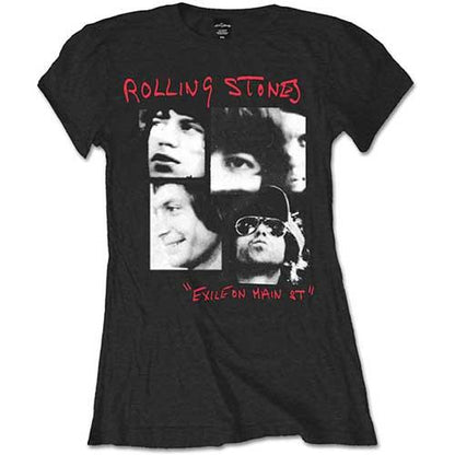 Black - Front - The Rolling Stones Womens-Ladies Exile Photograph T-Shirt