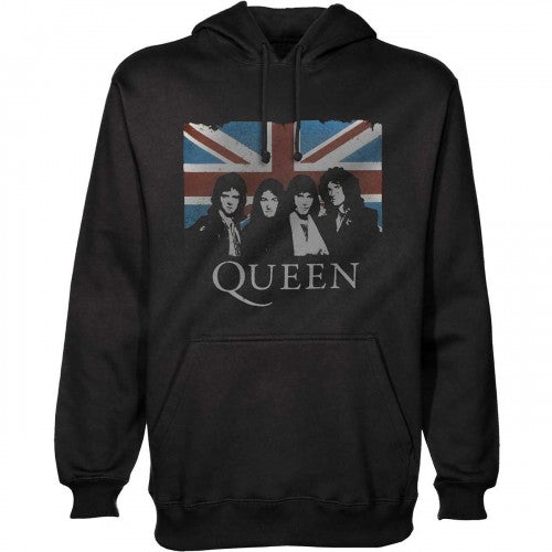 Front - Queen Unisex Adult Union Jack Vintage Hoodie