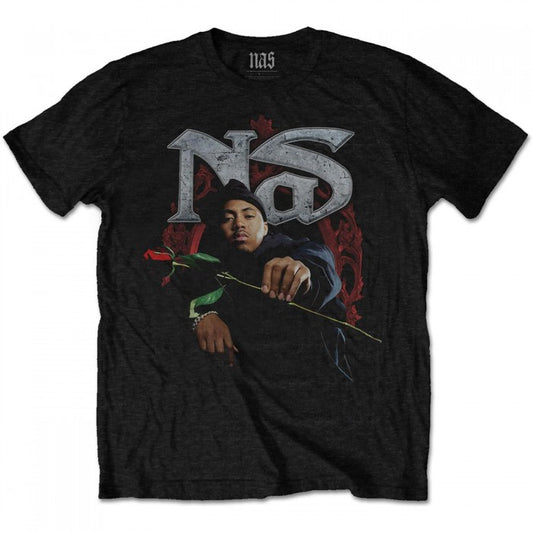 Front - Nas Unisex Adult Red Rose T-Shirt